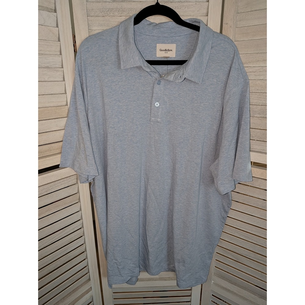Goodfellow & Co Mens XXL Tall Blue Heather Comfort Wear Polo Shirt New Tag